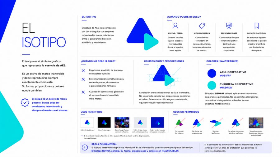 Página del manual de identidad visual de AES